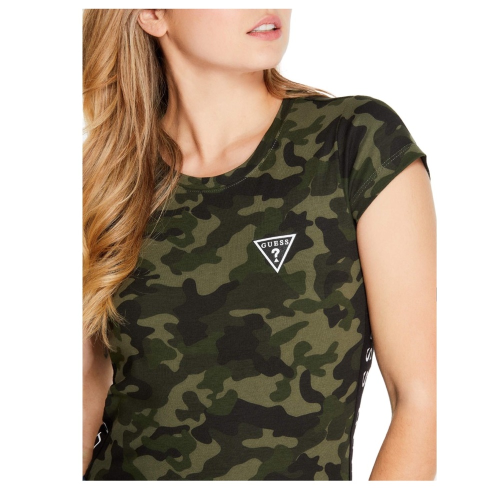 GUESS Los Angeles Women's Green Camouflage Tee - Picture 2 of 11